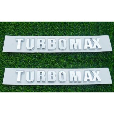 Imagem de 2 peças 2024-2025 Turbomax emblemas 3D crachá placa de identificação logotipo letras substituição para Turbo-max 85079242 (Chrome)