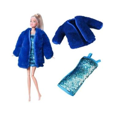 Imagem de Vestido Fashion Para Boneca Barbie, Conjunto De Inverno Com Saia, Suét