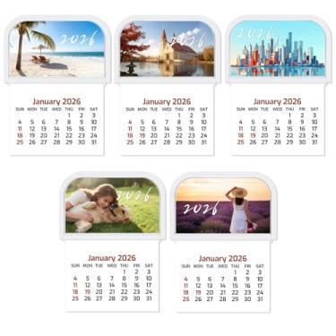 Imagem de Minicalendários 2026 Pacote com 5: Calendários mensais adesivos pequenos para painel de carro, geladeira, parede, laptop, escritório, caminhão e planejador | Designs mensais vibrantes | 8,5 cm x 11,3