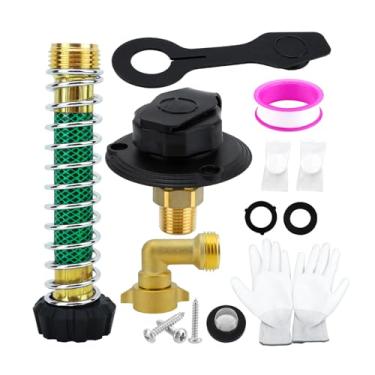 Imagem de FTVOGUE Entrada de água RV Com Tampa da Válvula de Retenção 3/4 Polegada NH a 1/2 Polegada NPT Kit de Montagem Inclui Cotovelo de 90 Graus