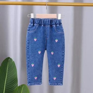 Imagem de Calças Jeans Elásticas Para Meninas, Primavera E Outono, Calças Casuai