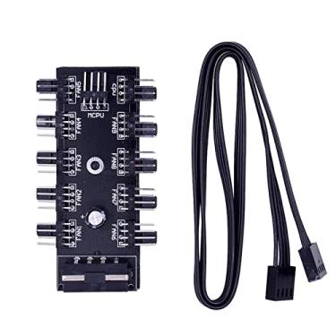 Imagem de GAFNED Cabo divisor de hub de ventilador de resfriamento PWM 12V 4 pinos adaptador de fonte de alimentação PC 1 a 10 4 pinos cooler para mineração de PC