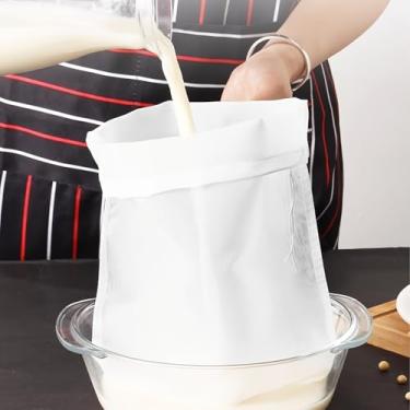 Imagem de 4 sacos de filtro de leite, reutilizáveis, iogurte de soja, chá, cerveja, café, óleo, filtro de alimentos, rede com cordão, saco de coador de cozinha
