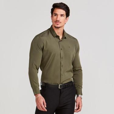 Imagem de Camisa Social Masculina Slim Manga Longa - DAZE MODAS, Verde, G
