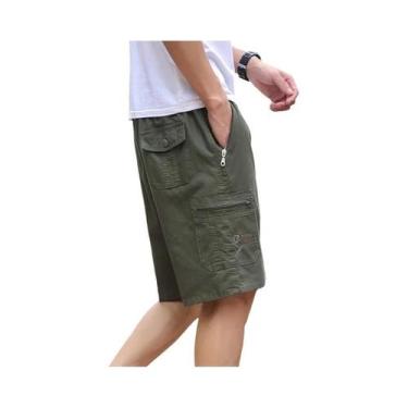 Imagem de Bermuda Cargo Masculina 6XL De Algodão Leve E Respirável Com Cintura A