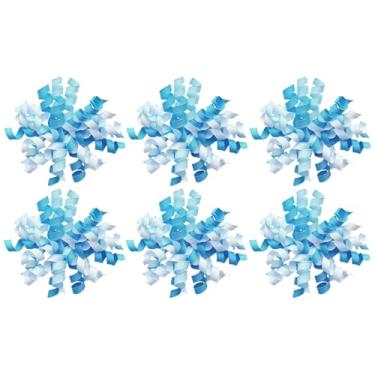 Imagem de 6 peças de laços encaracolados autoadesivos azuis, laços pré-fabricados de 15 cm para embrulho de presente, laço de fita de gorgorão para decoração de cesta, para champanhe, laços de presente para