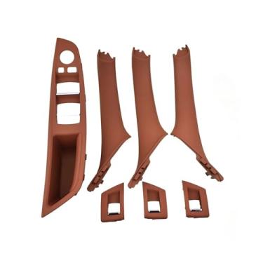 Imagem de Maçaneta da porta interna do carro, tampa decorativa do painel do apoio de braço, compatível com BMW Série 5 F10 F18 520i 525i 528i 2010 2011 2012 2013-2016 Direção esquerda LHD(Red Wine)