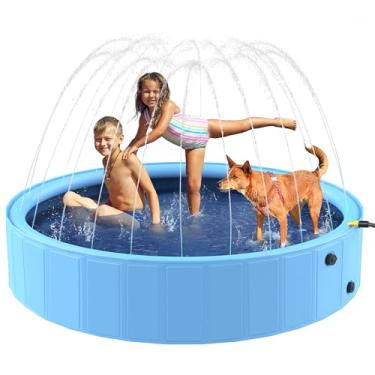 Imagem de Bilibara Foldable Dog Pool, Sprinkler Pool for Kids, 71'' Non-Slip Kids Pool, Dog Swimming Pool for Kids, Heavy Duty Dogs Splash Pad Pools for Large Dogs, Hard Plastic Kiddie Pool for Backyard