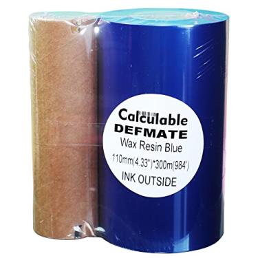 Imagem de Pacote com 1 fita de transferência térmica industrial - cera/resina, azul, 110 mm x 300 m, núcleo de 2,5 cm para impressoras Zebra e outras impressoras