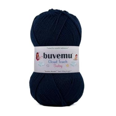 Imagem de Buvemu Cloud Touch Baby – Fio macio antibolinhas DK Weight para roupas de bebê, cobertores e crochê e tricô Amigurumi, 90% acrílico, 10% viscose derivado de bambu, 100 g / 260 jardas (azul-marinho, 1
