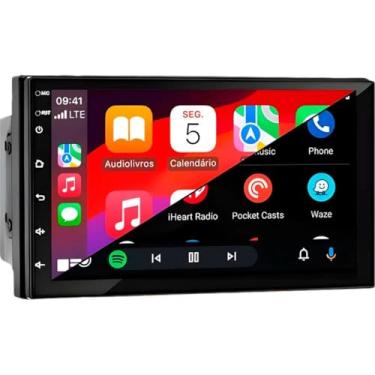Imagem de Central Multimídia Mp5 7 Tela de Vidro IPS Carplay Android Auto Sem Fio Espelhamento USB BT