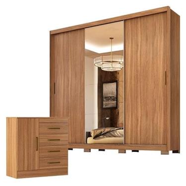 Imagem de Cômoda Montevideu e Guarda Roupa Dalila 32411PE Amendola Off White Flex com PÃ:copyright:s - Demóbile