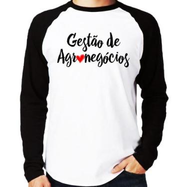 Imagem de Camiseta Raglan Gestão de agronegócios por amor Manga Longa - Foca na 