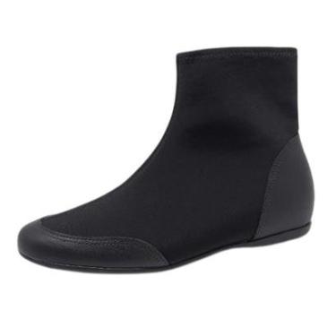 Imagem de Bota Feminina Salto Baixo Cano Curto Elastano Couro Usaflex-Feminino