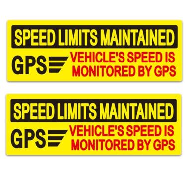 Imagem de 2 adesivos magnéticos refletivos de limite de velocidade, velocidade de 25,4 x 8,9 cm monitorada por adesivo GPS, sinal de aviso de trânsito de sinalização pequena para carro, caminhão, van