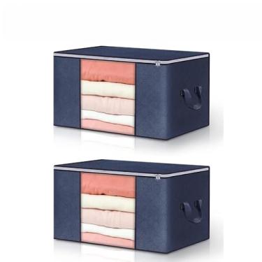 Imagem de Caixa Saco Organizador Grande Edredom Cobertor Casaco Guarda(2PCS-84L-Azul)