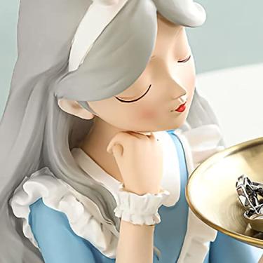 Imagem de ZJchao Decoração de Armazenamento de Entrada Esculturas de Meninas Bandeja de Decoração de Varanda para Sala de Estudo Porta-chaves Organizador de Joias Estatueta de Mesa (Menina com orelhas de