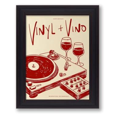 Imagem de OMANI Arte de parede retrô em tela de vinho vintage pôsteres de disco de vinil modernos pintura abstrata aquarela dos anos 90 decoração engraçada bar carrinho para sala de música bar quarto dormitório
