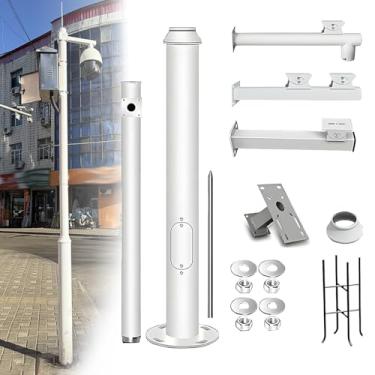 Imagem de Suporte para câmera de vigilância externa, altura ajustável de 2,2 a 6 m, suporte universal para câmera de segurança com 4 suportes para quintal, passarela, casa e uso comercial (2,5 m)