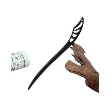 Imagem de Grampo De Cabelo Preto De Madeira Feminino Acessórios De Cabelo Fashio