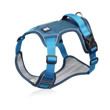 Imagem de Peitoral refletivo Midium para cães grandes colete grande à prova d'água tecido Oxford arnês para cães acessórios para animais de estimação suprimentos (azul, M)