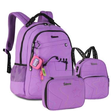 Imagem de Kit Mochila Estojo Box Lancheira Térmica Luluca YouTuber, LU27030 Roxa
