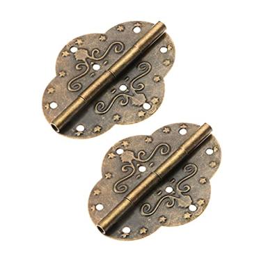 Imagem de Dobradiças de porta 2 peças 69 x 53 mm dobradiças de armário bronze antigo para joias caixa de madeira gaveta de porta decorativa vintage dobradiça de ferro acessórios de móveis