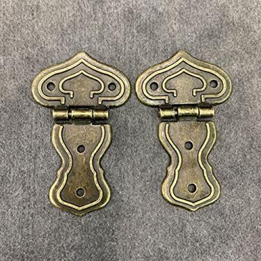 Imagem de 10 peças dobradiças de porta de bronze antigo gaveta de armário caixa de joias caixa de madeira DIY decoram dobradiça conectores de móveis com parafusos