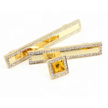 Imagem de CXYFQUUK Puxador de móveis de diamante de cristal dourado para porta gaveta guarda-roupa armários de cozinha armário puxadores de porta acessórios 2 peças (orifício único)