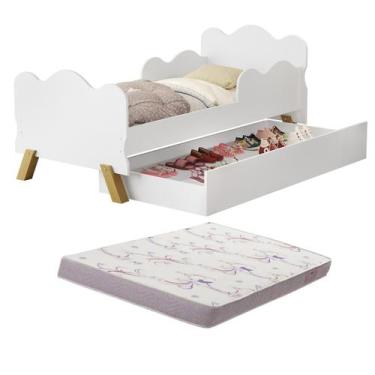 Imagem de Mini Cama Angel Infantil Nuvem MDF com pés de madeira retro Com Proteç
