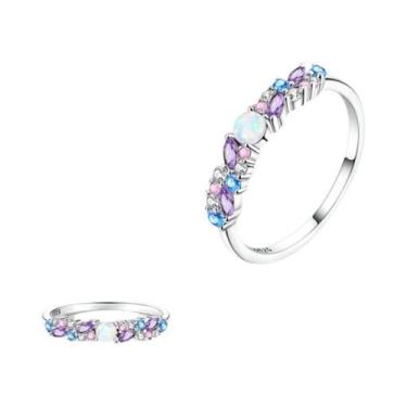 Imagem de Anel Feminino De Prata Esterlina 925 Com Caveira, Laço, Coroa, Coração