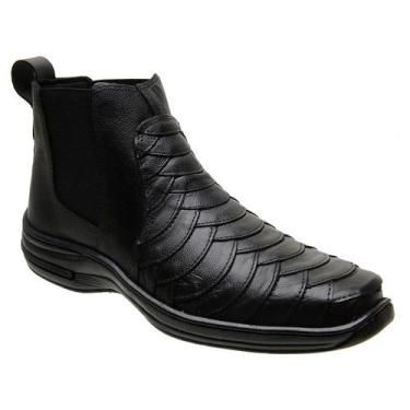 Imagem de Botina Couro Confort Anti-Stress Coturno Bota Masculino Escamas - SLZ,