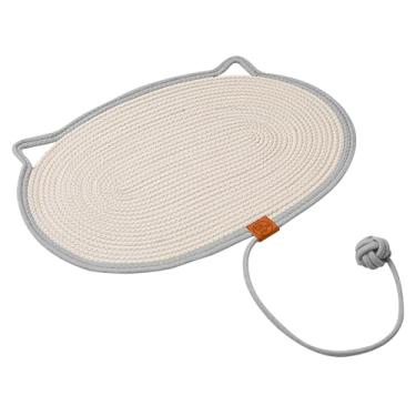 Imagem de Tapete Arranhador De Gatos - Com Bola de Algodão e Linho Natural Antiderrapante e Interativo - Base Arranhador para Gatos,Para Casa Brincar Interior Treino Estímulo Mental em Família