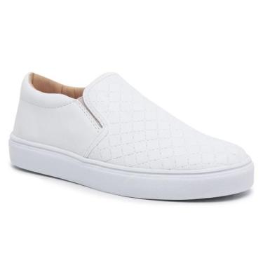 Imagem de Tênis Slip On Feminino Conforto Sem Cadarço - Bono Rock, Branco, 37