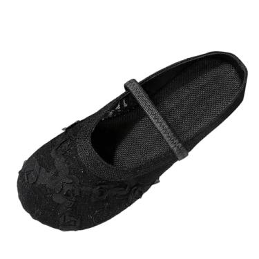 Imagem de Tênis feminino de renda respirável com bico redondo, confortável e versátil para lazer e uso ao ar livre em todas as estações, Preto, 38