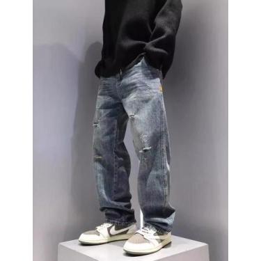 Imagem de Calças Jeans Masculinas Vintage Rasgadas E Largas De Alta Qualidade Es