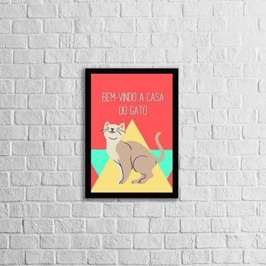 Imagem de Quadro Bem Vindo A Casa Do Gato 24X18Cm