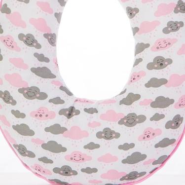 Imagem de Almofada Amamentação Luxo Bebê Menina Nuvem Chuvinha Rosa - Avm Enxova