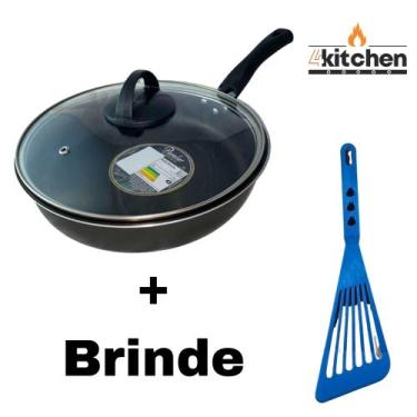 Imagem de Panela Frigideira Antiaderente Teflon em Preto N-20 + Brinde Cor:Azul 