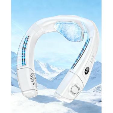 Imagem de MGUP Ar condicionado de pescoço com 6 níveis ajustáveis, suporte para ventilador de pescoço de resfriamento fluxo de ar de 360° e placa de resfriamento, ventilador pessoal portátil recarregável de