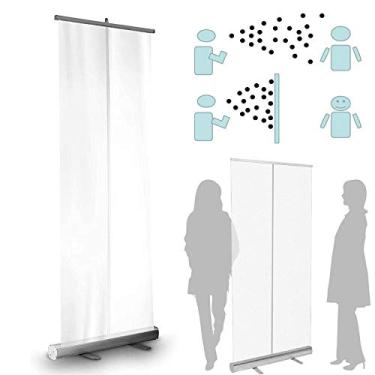 Imagem de Protetor contra espirros retrátil, tela divisória protetora de PVC de 120 x 200 cm para distanciamento social, barreira transparente para saúde e segurança