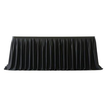 Imagem de Saia de mesa de festa | Saias de mesa pretas laváveis com babados, 1,8 m/2,7 m/4,3 m, acessório de mesa para Halloween, carnaval, festa de aniversário, banquete, casamento, batismo, formatura