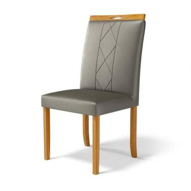 Imagem de Cadeira Ana Madeira Maciça Estofada Para Mesa De Jantar Veludo Chumbo 109