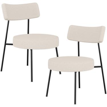 Imagem de Kit 02 Poltronas Decorativas Para Sala De Estar Base Fixa Londres L02 Linho Bege - Lyam