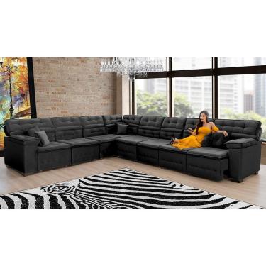 Imagem de Sofá Magno 3.32x4.57m De Canto, Retrátil E Reclinável - Preto