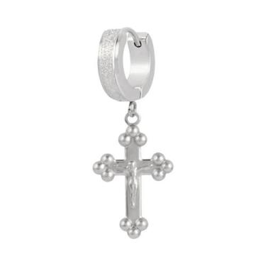 Imagem de Brincos De Argola Unissex Em Aço Inoxidável 316L Com Pingente Geométri