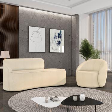 Imagem de Sofá 2 Lugares Orgânico 140cm Morgan e Poltrona Lua Bouclê - Pistache