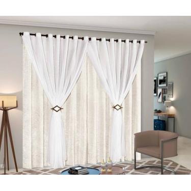 Imagem de Cortina Luxo Para Sala Quarto 4,00 X 2,50 Cetim com Voil - Angélica En