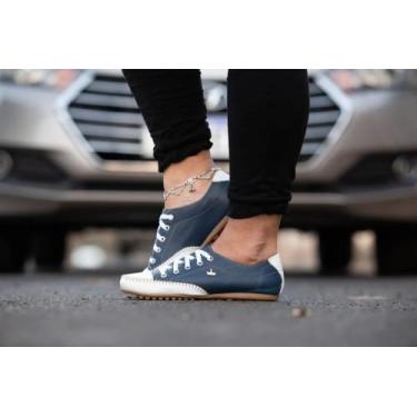 Imagem de Sapatênis mocassim feminino de couro confortável cores - Classek, Azul