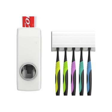 Imagem de Dispenser Aplicador Creme Dental Pasta Dente Suporte Escovas - Touch M